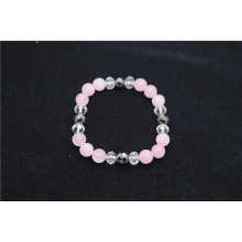 Rose Quartz 8MM Round Beads Stretch Gemstone Bracelet with hematite beads